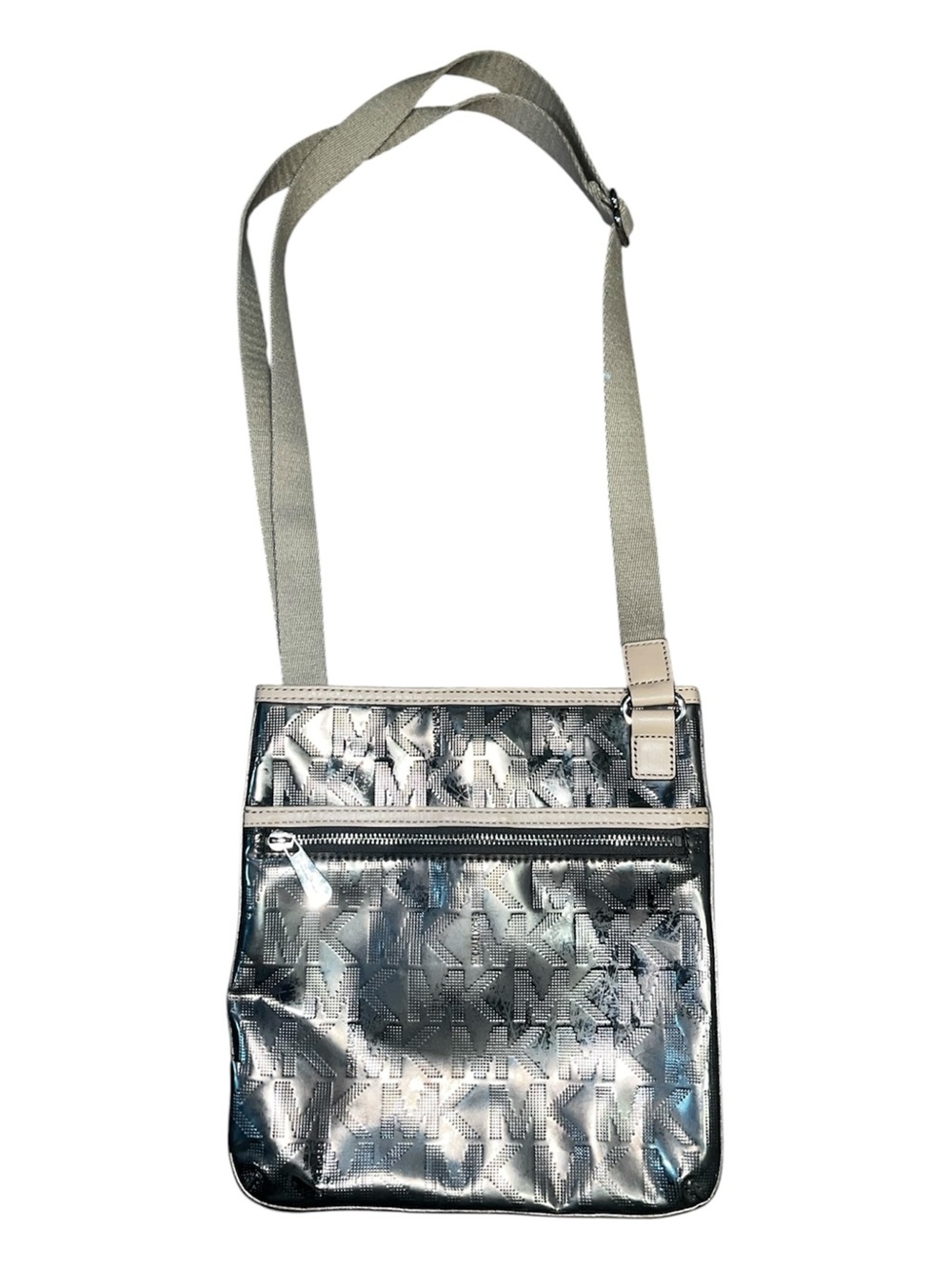 MICHAEL KORS Silver Jet Set Crossbody Bag